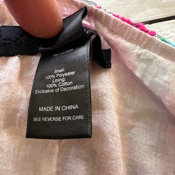 Ali Miles Womens Size 2X Embroidered Mesh Boho Tassel Top Multi-Color 3/4 Sleeve - Picture 3 of 9